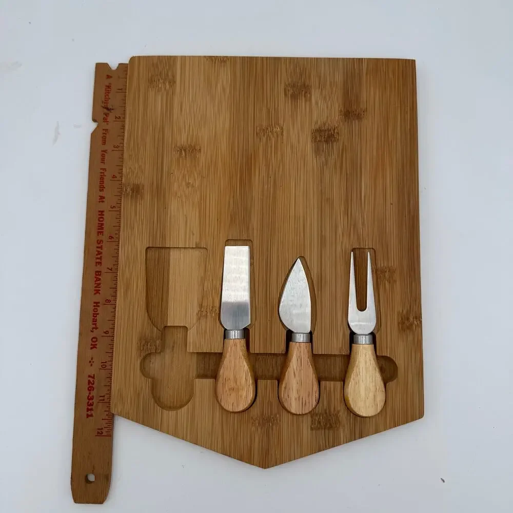 Bamboo Cheese Board Charcutterie Board with 3 Utensils Stainless Steel